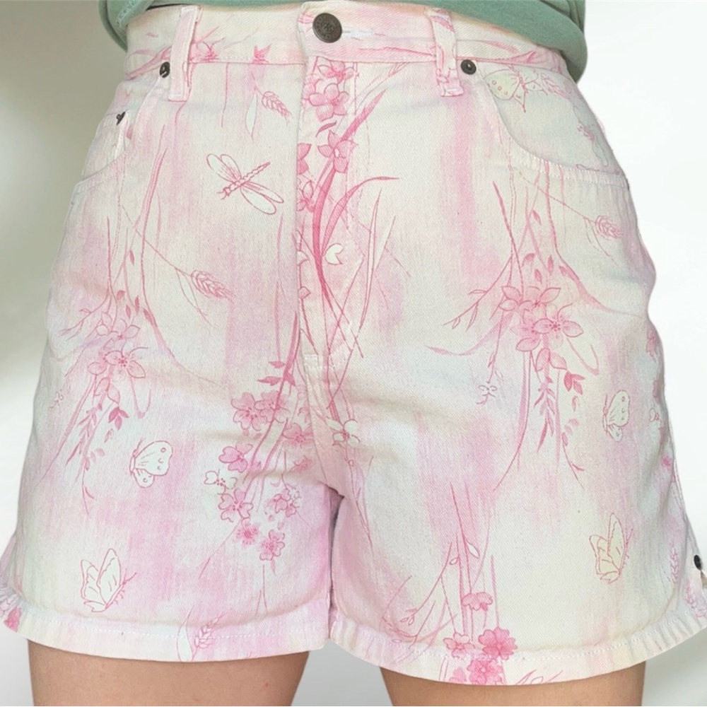 Bill Blass Vintage Pink Butterfly High Waist Shorts RARE size 8 / 30” waist - Picture 10 of 12